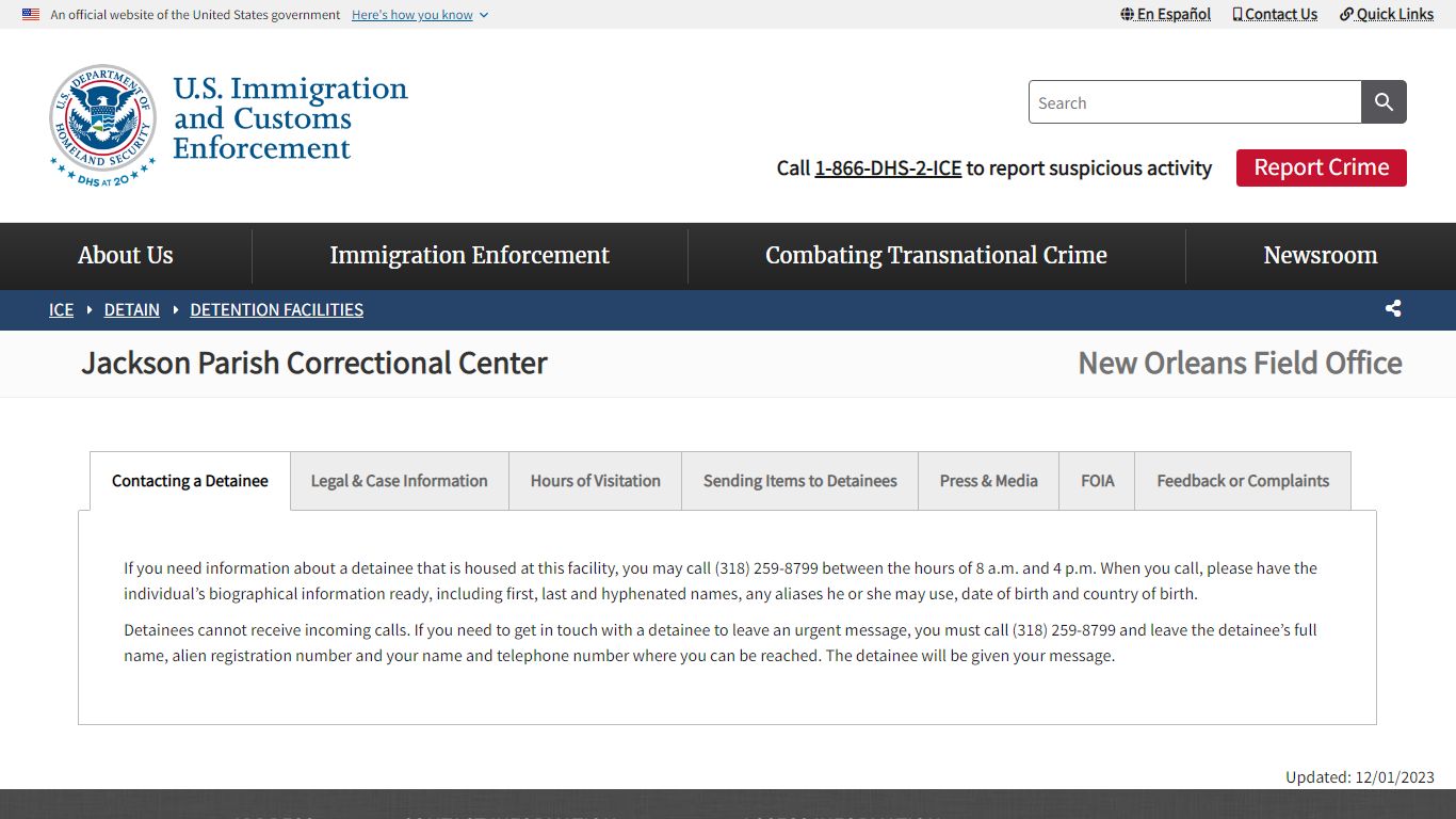 Jackson Parish Correctional Center | ICE