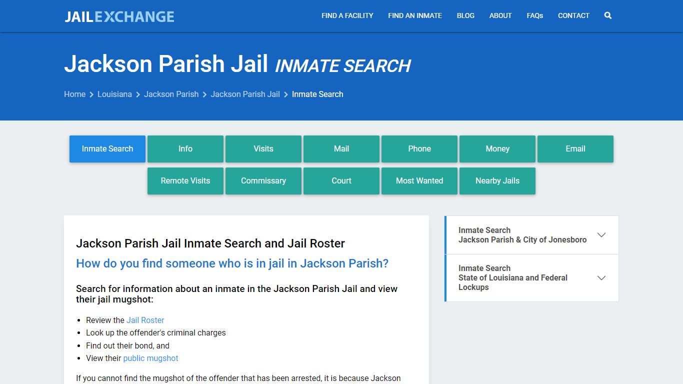 Inmate Search: Roster & Mugshots - Jackson Parish Jail, LA