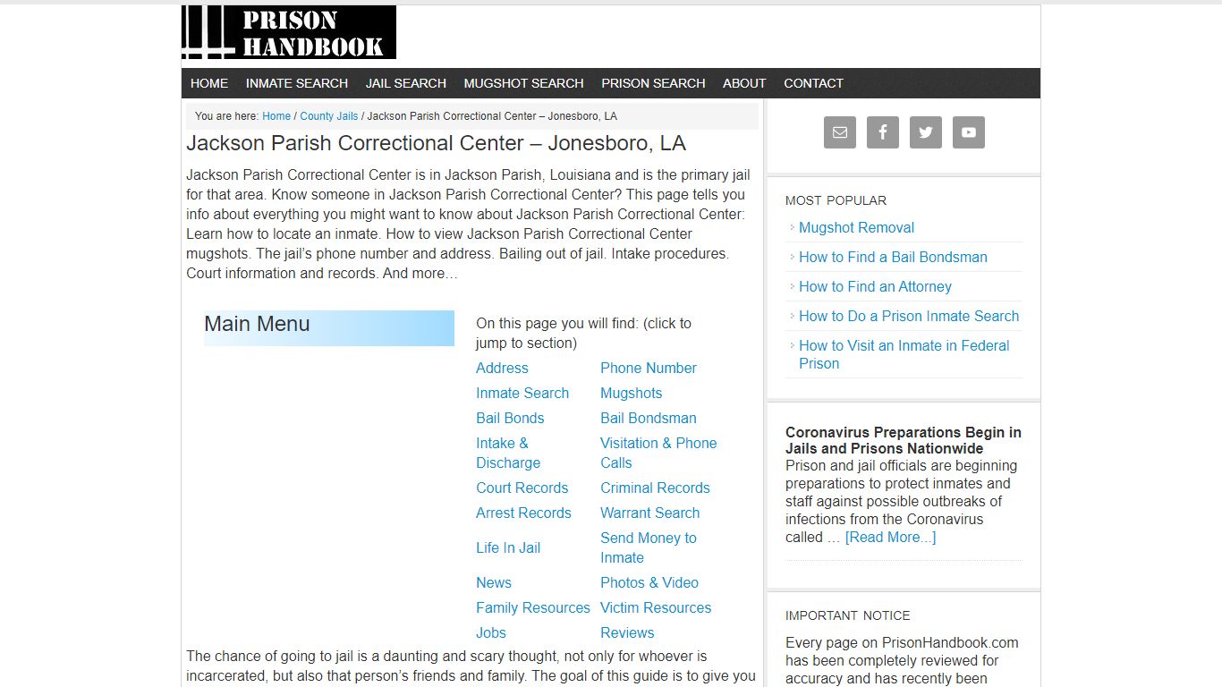 Jackson Parish Correctional Center – Jonesboro, LA - Prison Handbook